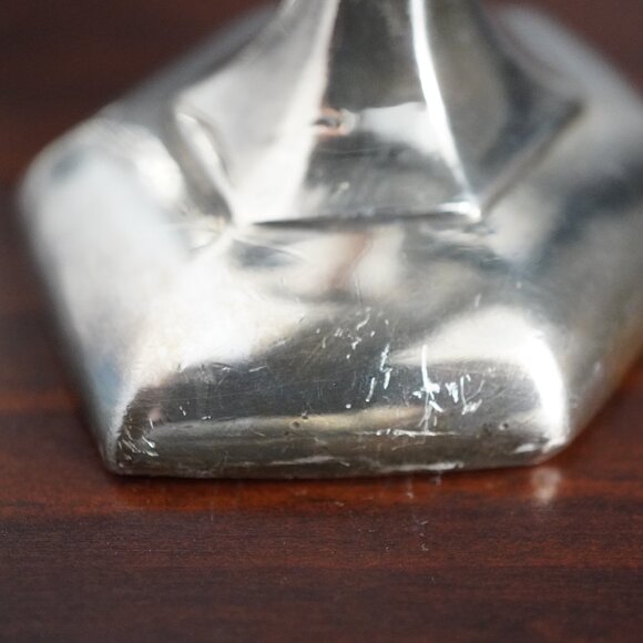 Pair of Vintage Silver Tone Art Deco Candle Holders 1930's Candle Stick Holders - Picture 12 of 16